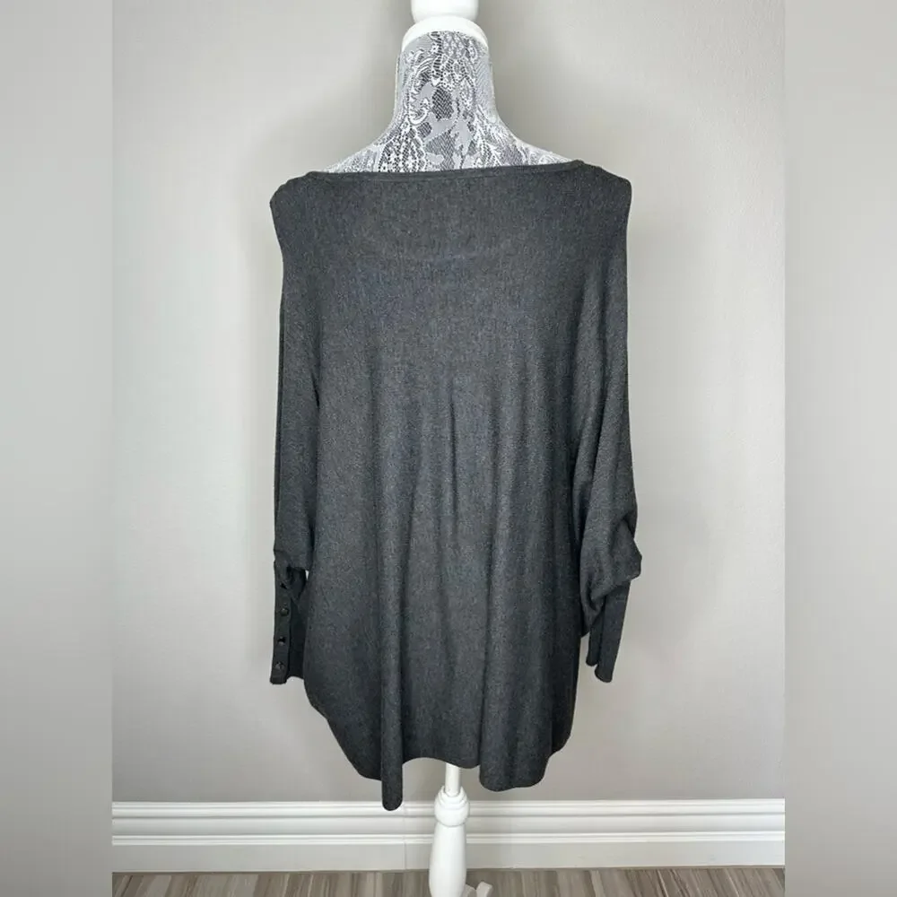 ALFANI Womens Boatneck Poncho Asymmetrical Hem Dolman Sleeve Studded Sweater XS